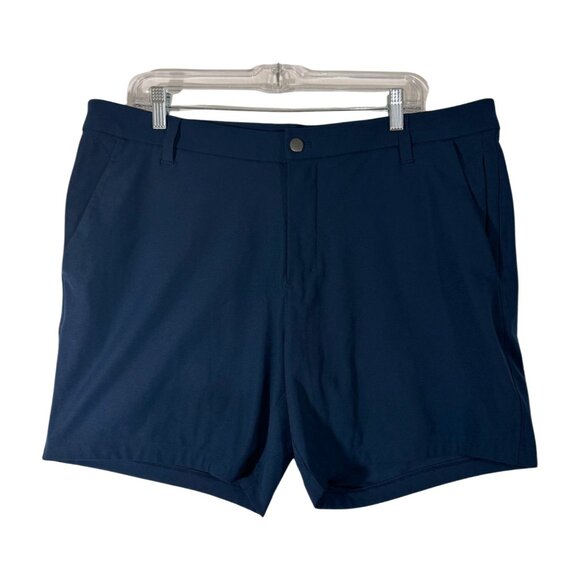 Lululemon Mens Commission Shorts Dark Blue Size 38 - Logo Tag - Logo Zip Back - Picture 1 of 5